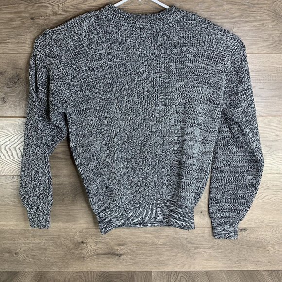 Knit Sweater Mens M Pullover Black and White Weave Crew Neck Long Sleeve No Tag - Picture 2 of 6